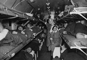 Women Gallery: Railway carriage converted to an ambulance ward car, c1939