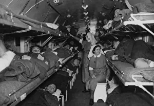 The Railway at War Collection: Railway carriage converted to an ambulance ward car, c1939