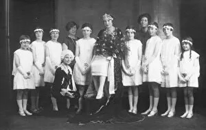 Railway Queens were young women chosen as a mascot or representative for the railways.: Railway Queen, Mabel Kitson, with her attendants 1927