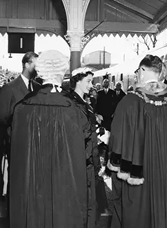 Queen Prints: Royal Tour of West Country - The Queen & Prince Philip at Launceston Station, 9th May 1956