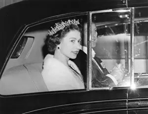 Queen Prints: Royal Tour of Worcestershire & Herefordshire - The Queen & Prince Philip Arriving at Worcester Shrub Hill Station