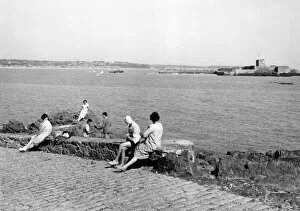 Channel Islands Gallery: St Aubins Bay and Fort, Jersey, August 1934