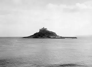 Cornwall Prints: St Michaels Mount at High Tide, August 1928