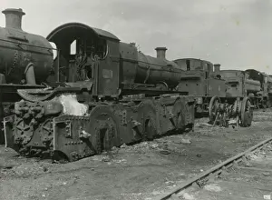Steam locomotives waiting to be scrapped lined up in the Concentration Yard at Swindon Works in 1952