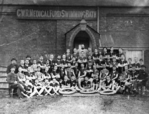 Images Dated 9th May 2012: Swimmers from the GWR Medical Fund Society swimming baths (situated within the Works), c1880s