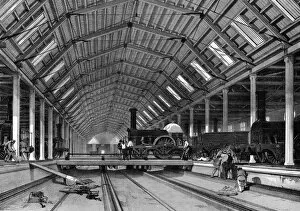 Locomotive Works Gallery: Swindon Engine Shed by J C Bourne, 1846