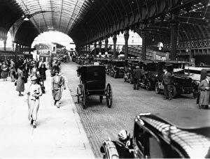 Motor Vehicle Gallery: Taxi Rank at Paddington Station, 1934