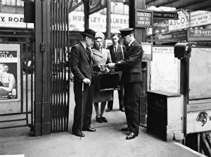 Ticket barrier at Paddington Station, London, c. 1940