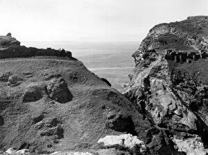 Tintagel Gallery: Tintagel Castle, view across the creek, August 1927