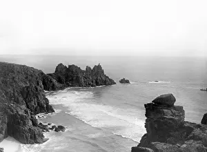 Coastline Prints: Treen Castle Rocks near Porthcurno, Cornwall, 1924