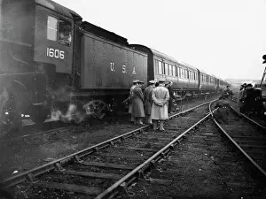USA S160 2-8-0 locomotive No. 1606 coupled to an ambulance train, 1942