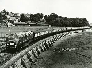 Warship Class locomotive No. D600 hauling the Cornish Riviera Express in 1958