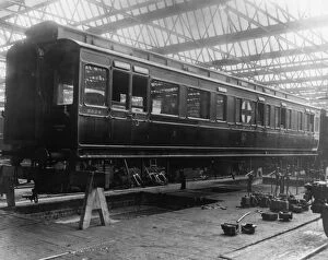 Ambulance Trains Gallery: Wartime ambulance carriage in No 19 (C) Shop, 1915