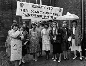 British Rail Engineering Limited (BREL) Workshops Collection: Women protesting against the closure of Swindon Works, 1985