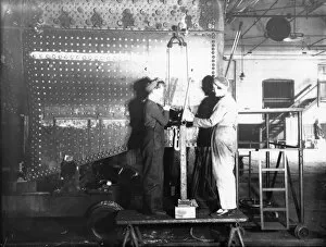 Second World War Gallery: Women working on a locomotive boiler in Swindon Work during WW2
